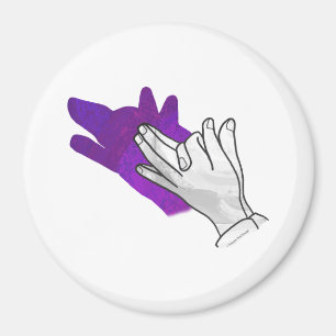 Imán Hand Silhouette Wolf Purple