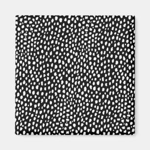 Imán Handmade polka dot brush strokes (black and white)