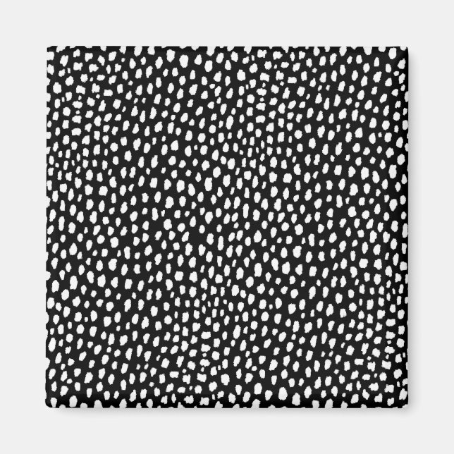Imán Handmade polka dot brush strokes (black and white) (Frente)