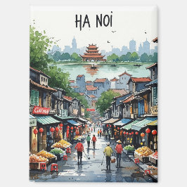 Imán Hanoi Vietnam Watercolor
