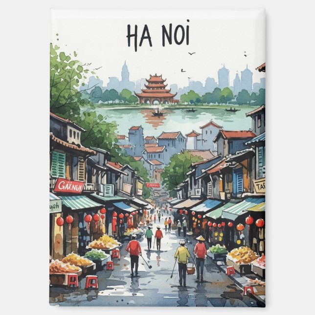 Imán Hanoi Vietnam Watercolor (Anverso)
