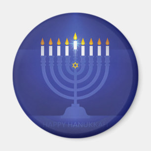 Imán hanukkah azul feliz