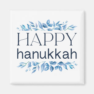 Imán Hanukkah feliz (con Florals de color invernal)