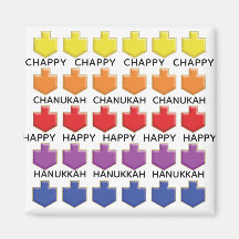 Hanukkah Magnet Square 3D Dreidels