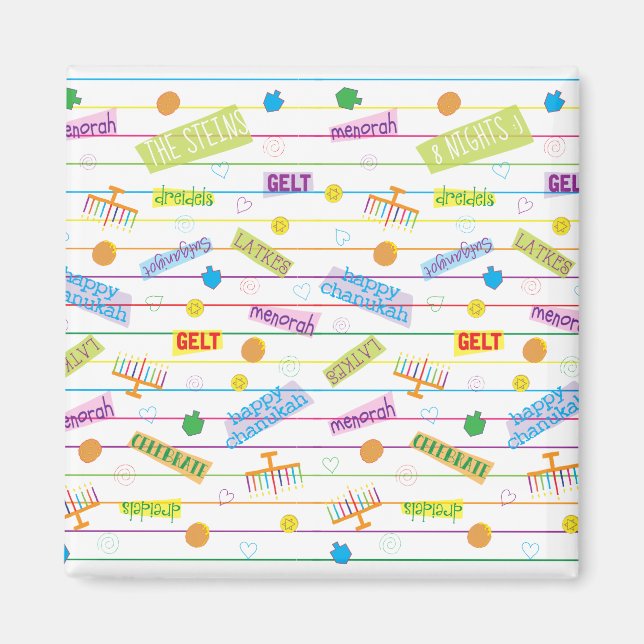 Imán Hanukkah Magnet Square Chanukah Fiesta (Frente)