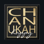 Imán Hanukkah Magnet Square Chanukah Gold<br><div class="desc">Hanukkah Magnet Square Personaliza Chanukah Happy Gold Personalize borrando texto, "feliz" y reemplazándolo con tu propio mensaje. Elija su estilo de fuente, tamaño y color favoritos. El color de fondo se puede cambiar eligiendo un color diferente de los swatches de color. Gracias por detenerse y ir de compras. ¡Muy apreciado!...</div>