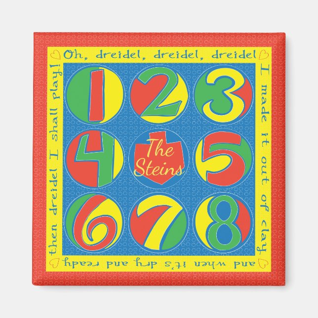 Imán Hanukkah Magnet Square Dreidel Game (Frente)