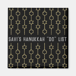 Imán Hanukkah Magnet Square DREIDELS N STARS