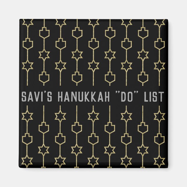 Imán Hanukkah Magnet Square DREIDELS N STARS (Frente)