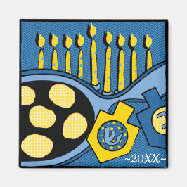 Imán Hanukkah Magnet Square Latkes y Sour Cream