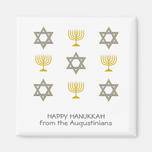 Imán Hanukkah personalizado elegante (Frente)