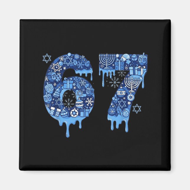 Imán Hanukkah Six Seven 67 Meme Funny Dreidel Menorah S (Frente)