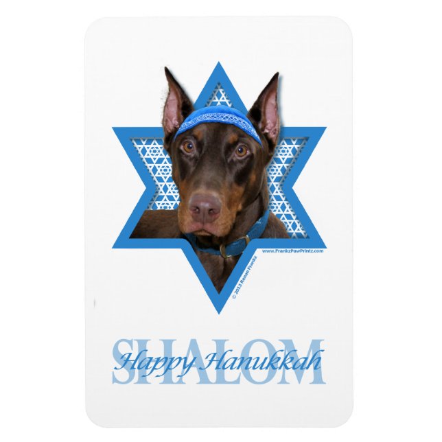 Imán Hanukkah Star of David - Doberman - Rocky (Vertical)
