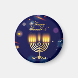 Imán Hanukkiah Feliz Hanukkah Menorá Judía de Oro
