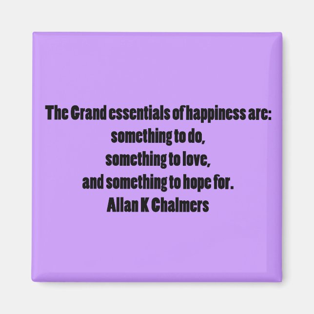 Imán Happiness Quotation Purple Fridge Magnet (Frente)