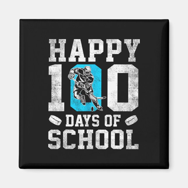 Imán Happy 100 Days Of School Hockey Lovers Boys Girls  (Frente)