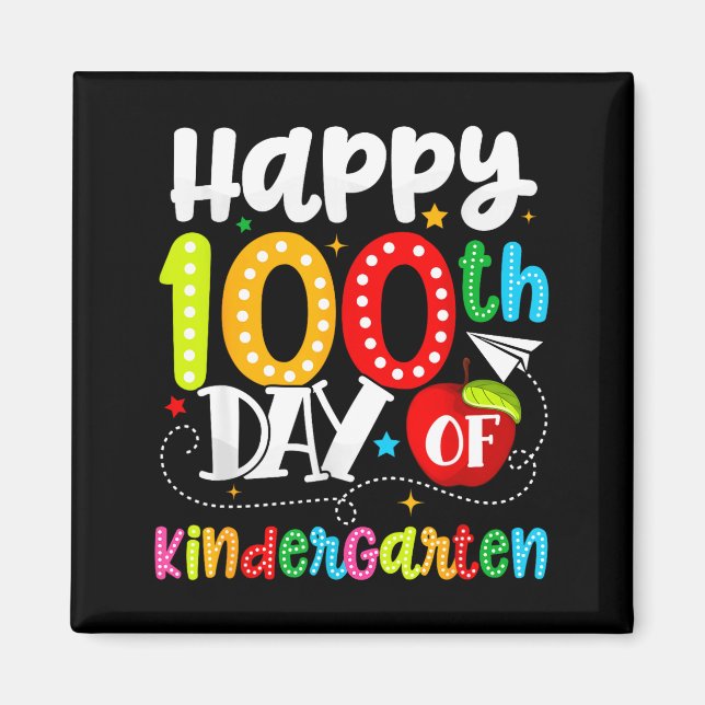 Imán Happy 100th Day Of Kindergarten Funny Teachers Stu (Frente)