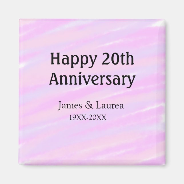 Imán Happy 20th anniversary pink purple pastel name bol (Frente)