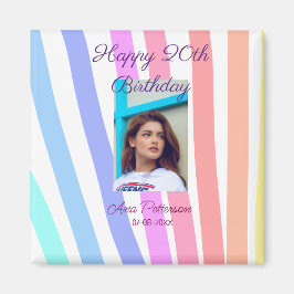 Imán Happy 20th Birthday rainbow rustic boho lines phot