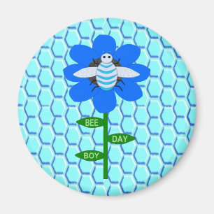 Imán Happy Bee Day Boy Blue Birthday Bumblebee