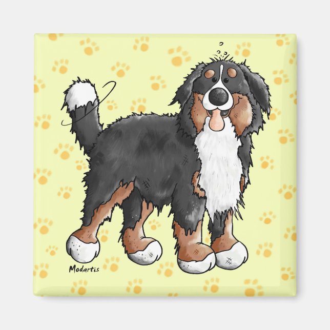 Imán Happy Bernese Mountain Dog Personalizado Magnet (Frente)