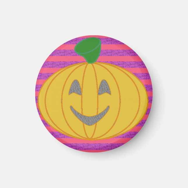 Imán Happy Big Modern Orange Cheerful Pumpkin  (Frente)