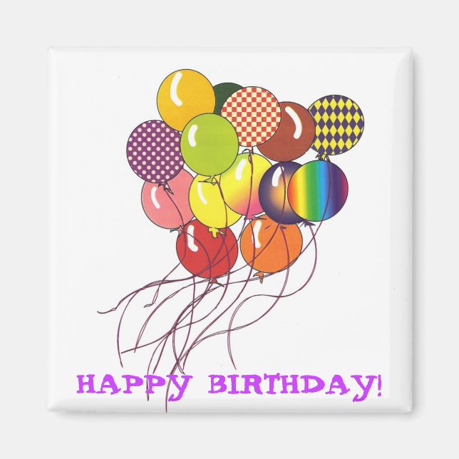 Imán Happy Birday Balloons Magnet (Frente)