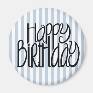 Imán Happy Birday Blue Stripes Magnet