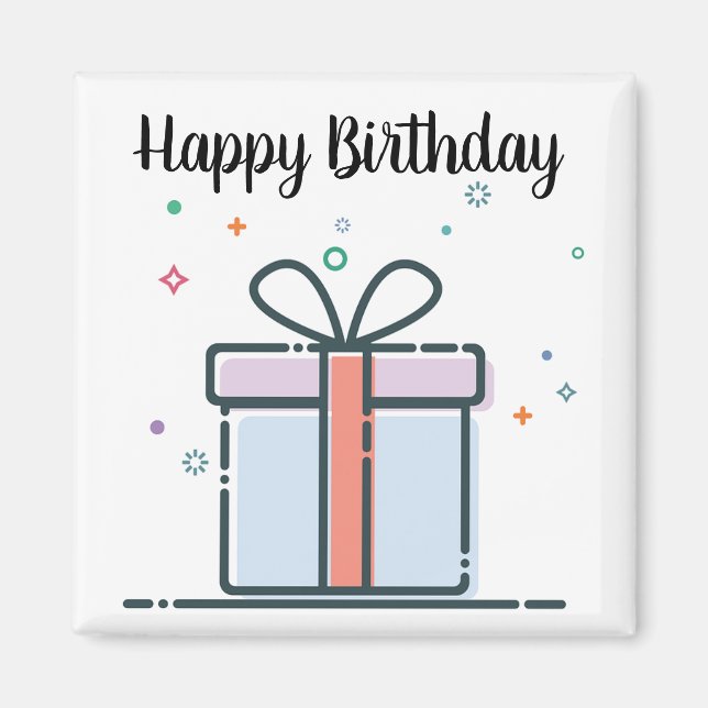 Imán Happy Birday Gift Square Magnet (Frente)