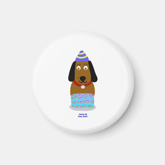 Imán Happy Birday Pup Round Magnet (Frente)
