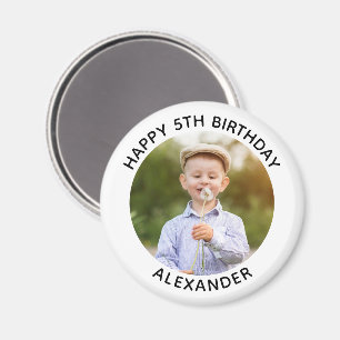 Imán Happy Birday Round Photo White