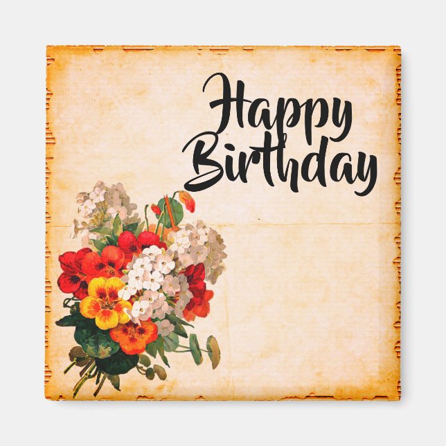Imán Happy Birday Vintage Personalizable Magnet (Frente)