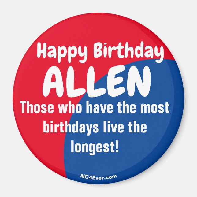 Imán Happy Birthday ALLEN Magnet (Frente)