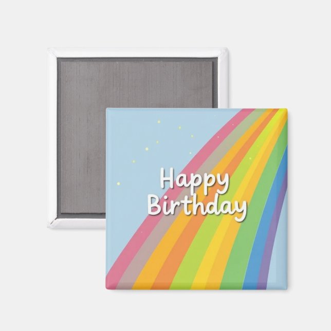 Imán Happy Birthday Bright & Colorful Rainbow (Anverso/Reverso)