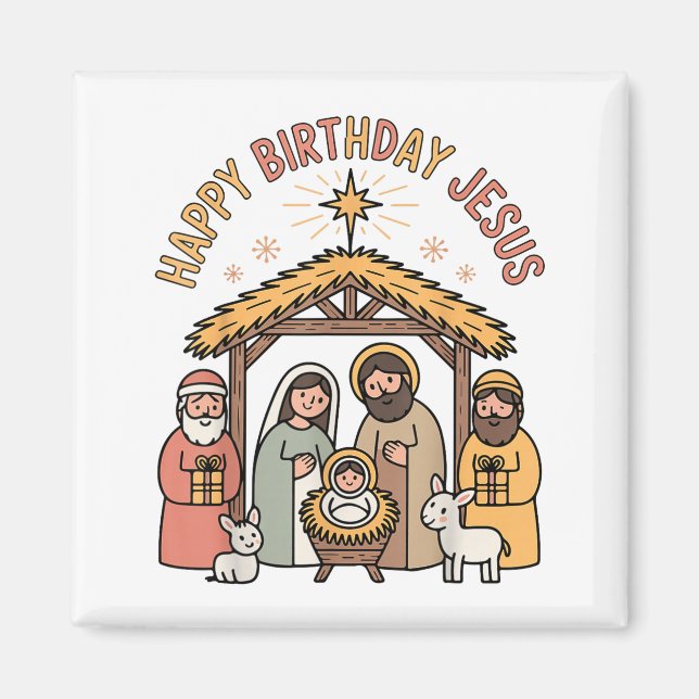 Imán Happy Birthday Jesus Christmas Christian Outfit To (Frente)