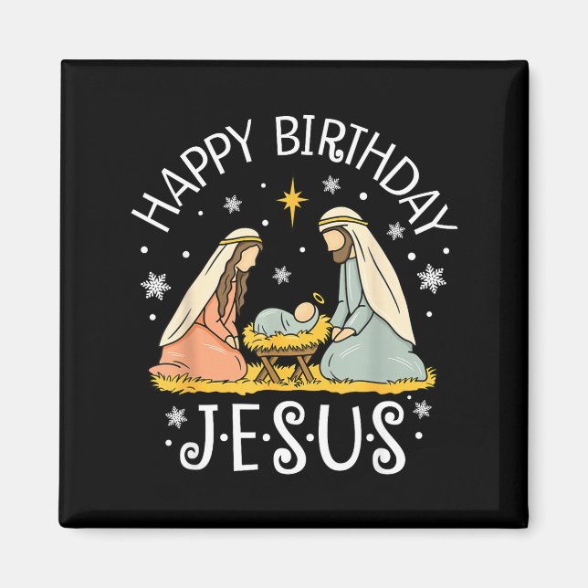 Imán Happy Birthday Jesus Ugly Christmas Sweater Christ (Frente)