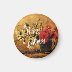 Imán Happy Birthday, Jug with Red and White Carnations