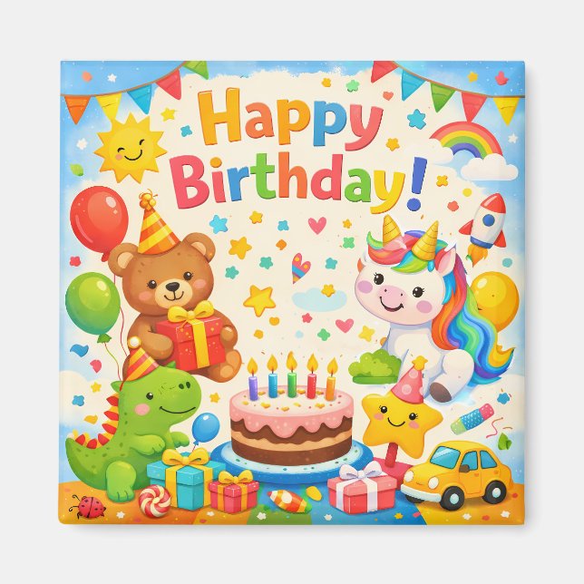 Imán Happy Birthday Kids Party Magnet (Frente)