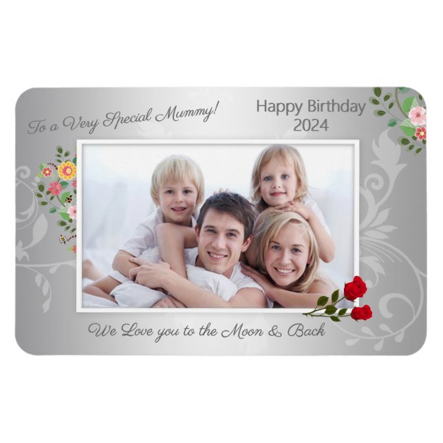 Imán Happy Birthday Mamá Photo Magnet (Horizontal)