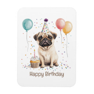 Imán Happy Birthday Pug Dog