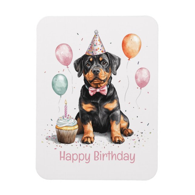 Imán Happy Birthday Rottweiler Dog (Vertical)