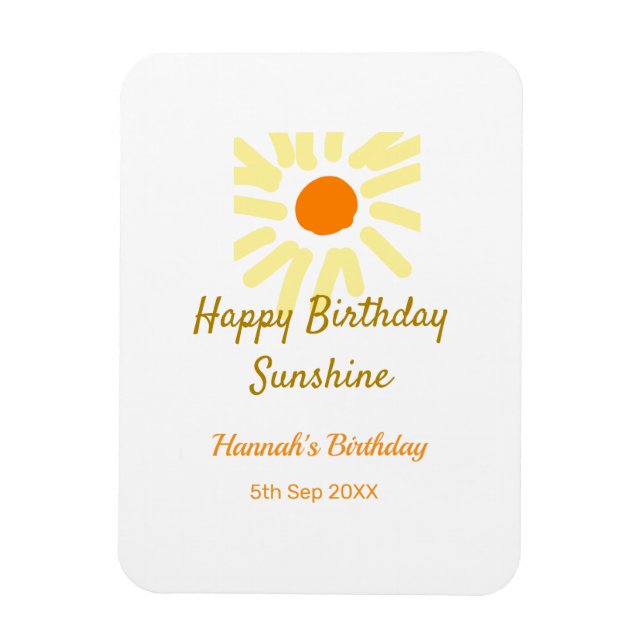 Imán Happy birthday sunshine yellow orange birthday boh (Vertical)