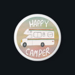Imán Happy Camper Rainbow RV Sunset Motorhome RV<br><div class="desc">¡Hola,  Campers felices! Golpear la carretera con este dulce koozie con un camper retro vintage. Personalizar agregando tu propio texto. ¡Revisa mi tienda para más! Si lo compras,  ¡gracias! Asegúrate de compartir una foto en Instagram de ella en acción y etiquetarme @shoshannahscribbles :)</div>