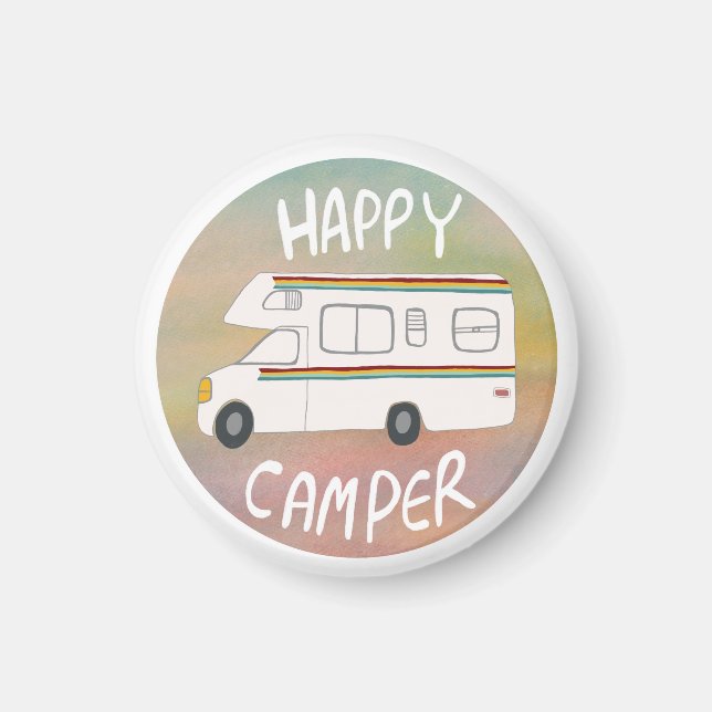 Imán Happy Camper Rainbow RV Sunset Motorhome RV (Frente)