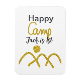 Imán Happy camping camper one birthday kids golden sun