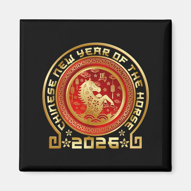Imán Happy Chinese Lunar New Year 2026 Zodiac Year Of T (Frente)