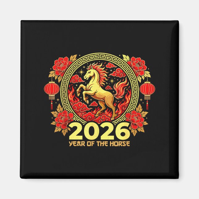 Imán Happy Chinese New Year Of The Fire Horse Chinese Z (Frente)