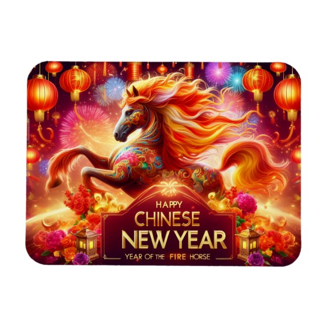 Imán Happy Chinese New Year (Year of the Fire Horse) (Horizontal)