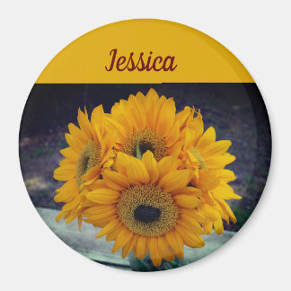Imán Happy Custom Name Sunflowers Magnet