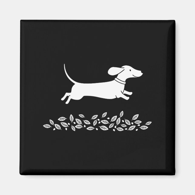 Imán Happy Dachshund With Autumn Leaves For Pet Lovers  (Frente)